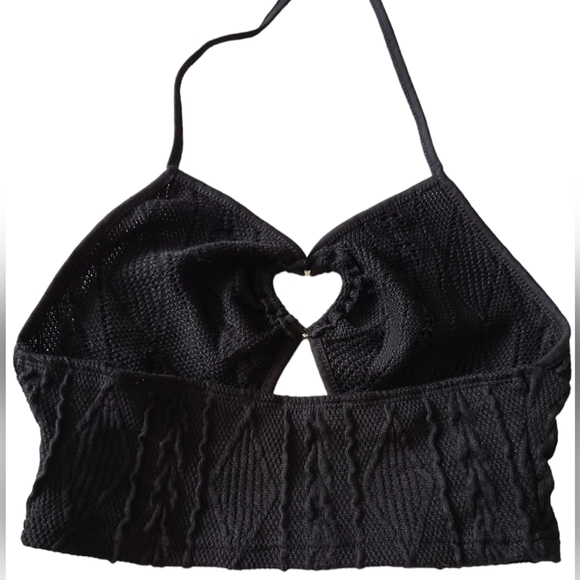 SHEIN | BLK CROP HALTER | FRONT KEY HOLE HEART & TRIANGLE TANK | SIZE SMALL - Picture 9 of 10